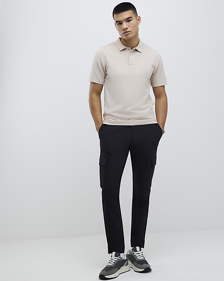 Beige Muscle Fit Polo Shirt