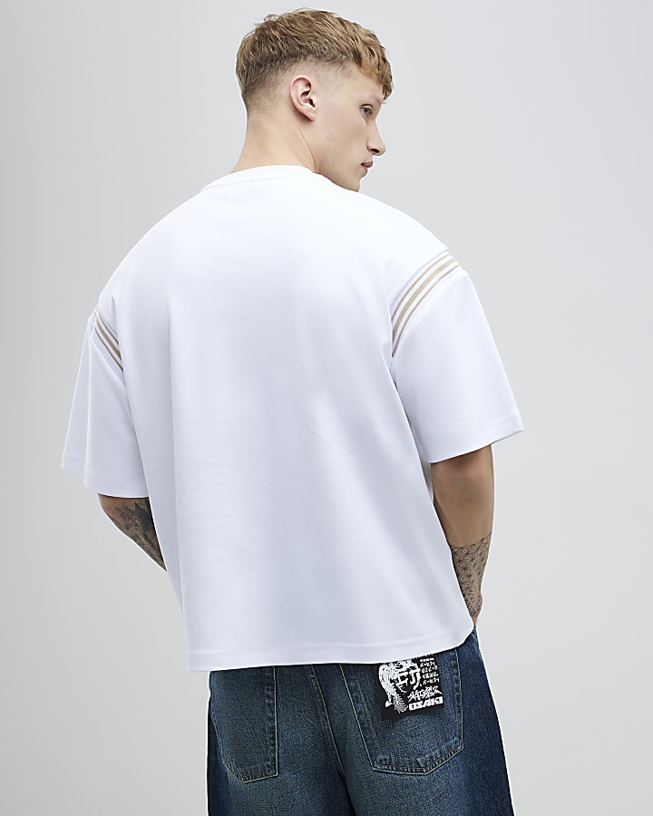 White Oversized Fit Palais Stripe T-Shirt