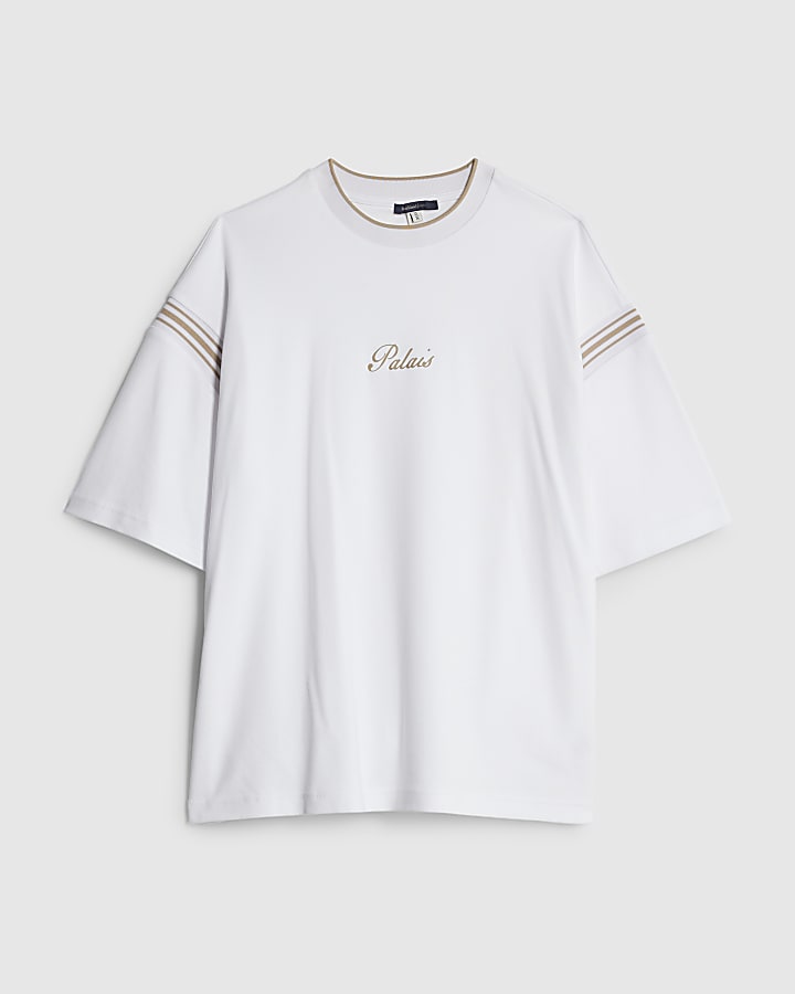White Oversized Fit Palais Stripe T-Shirt