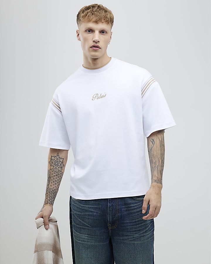 White Oversized Fit Palais Stripe T-Shirt
