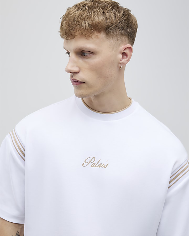 White Oversized Fit Palais Stripe T-Shirt