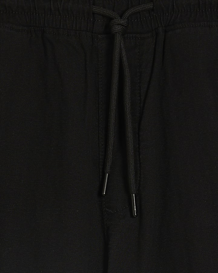 Black Regular Fit Stretch Textured Shorts