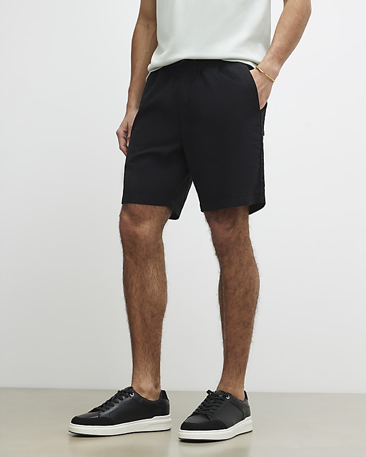 Black Regular Fit Cross Hatch Shorts