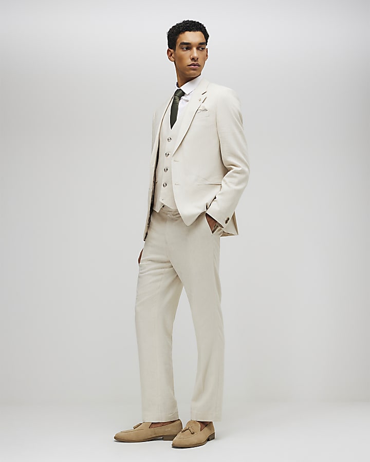 Cream Linen Blend Waistcoat