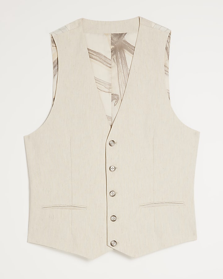 Cream Linen Blend Waistcoat