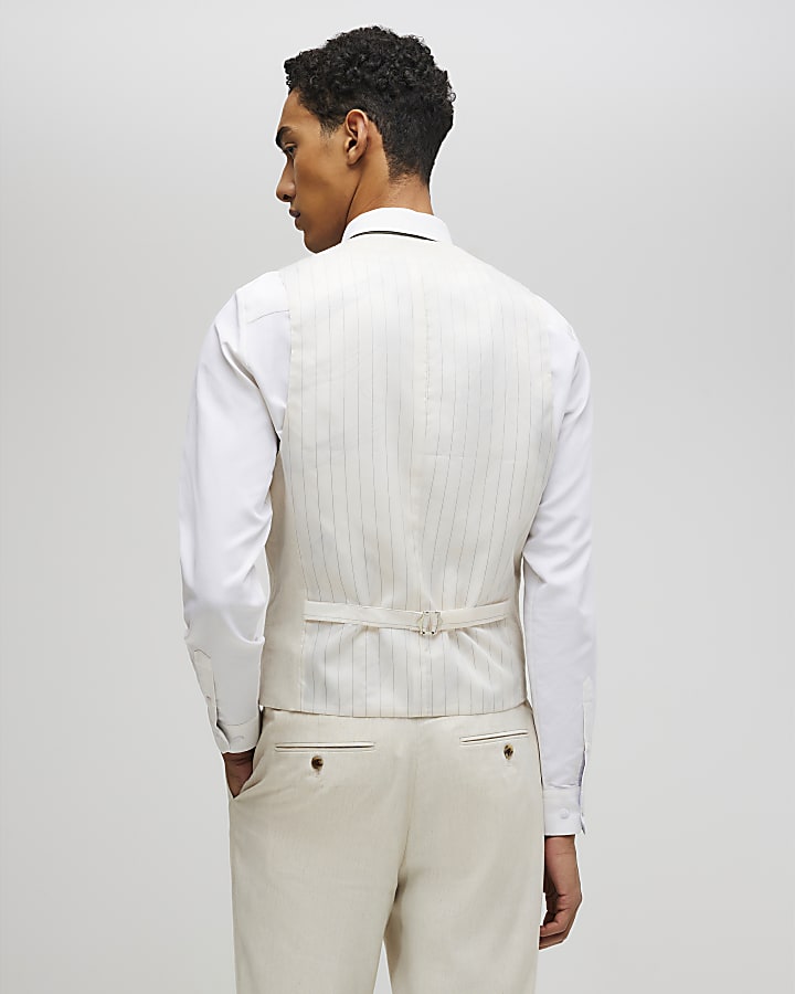 Cream Linen Blend Waistcoat