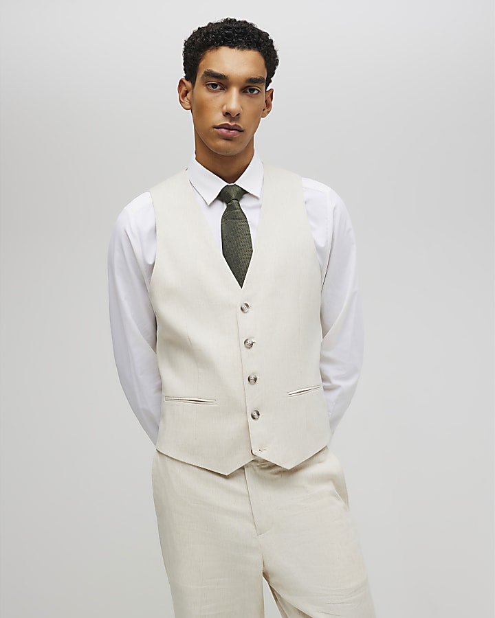 Cream Linen Blend Waistcoat