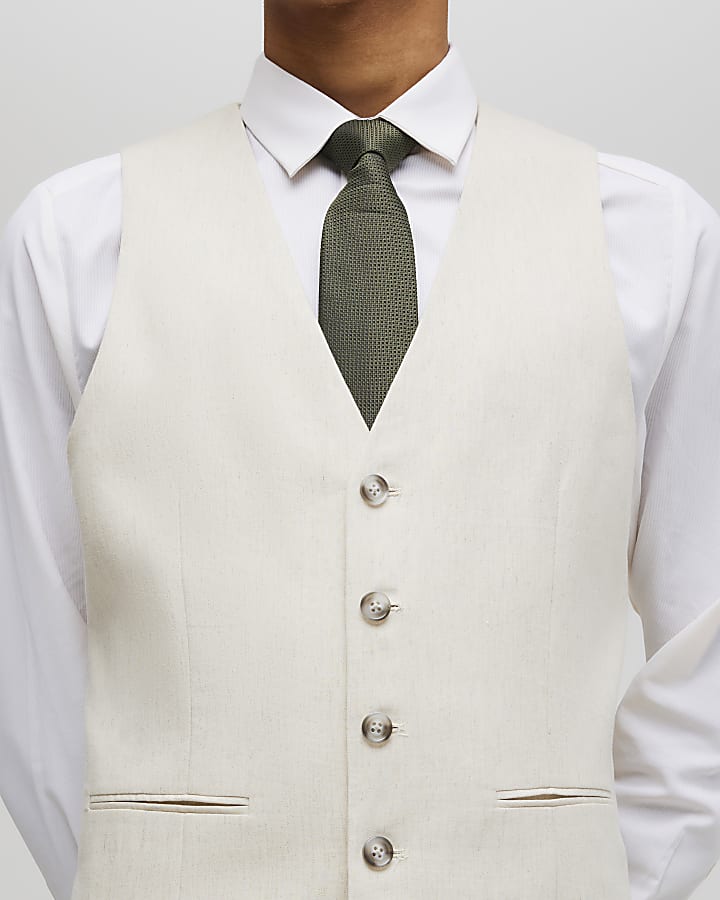 Cream Linen Blend Waistcoat
