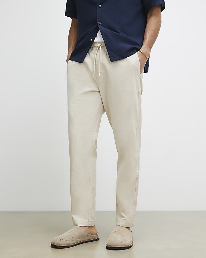 Cream Slim Fit Joggers