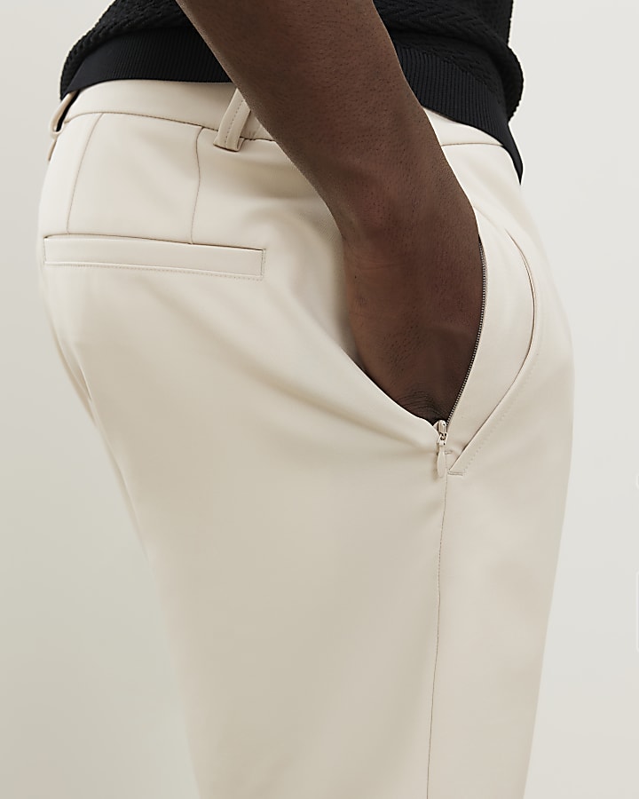 Cream Skinny Fit Elasticated Shorts