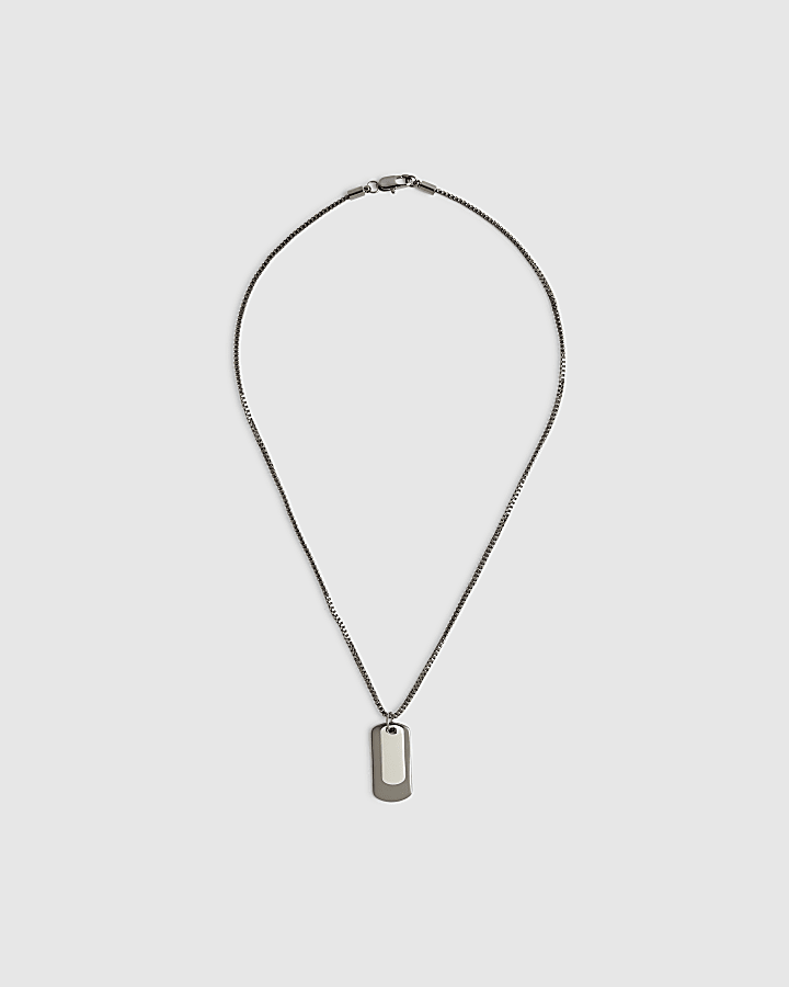 Silver Metal Double Dog Tag Necklace