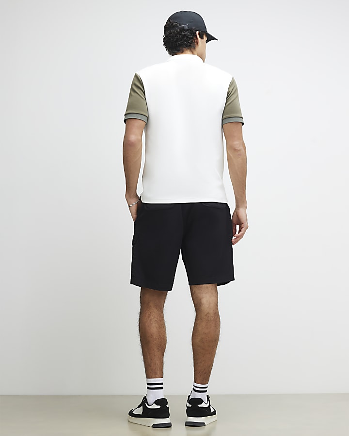 Black Regular Fit Cargo Shorts