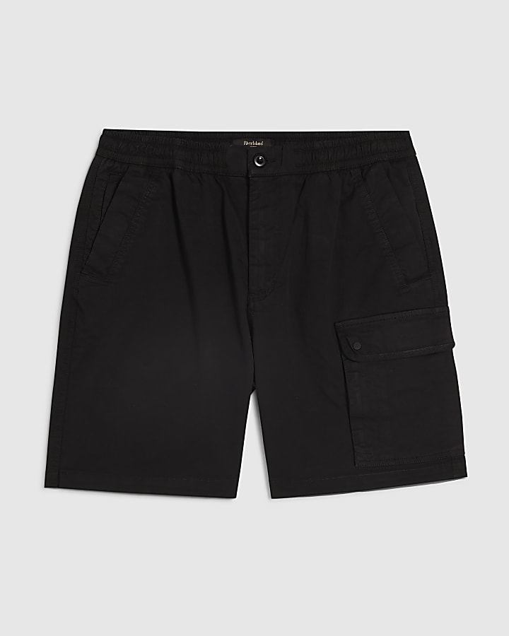 Black Regular Fit Cargo Shorts