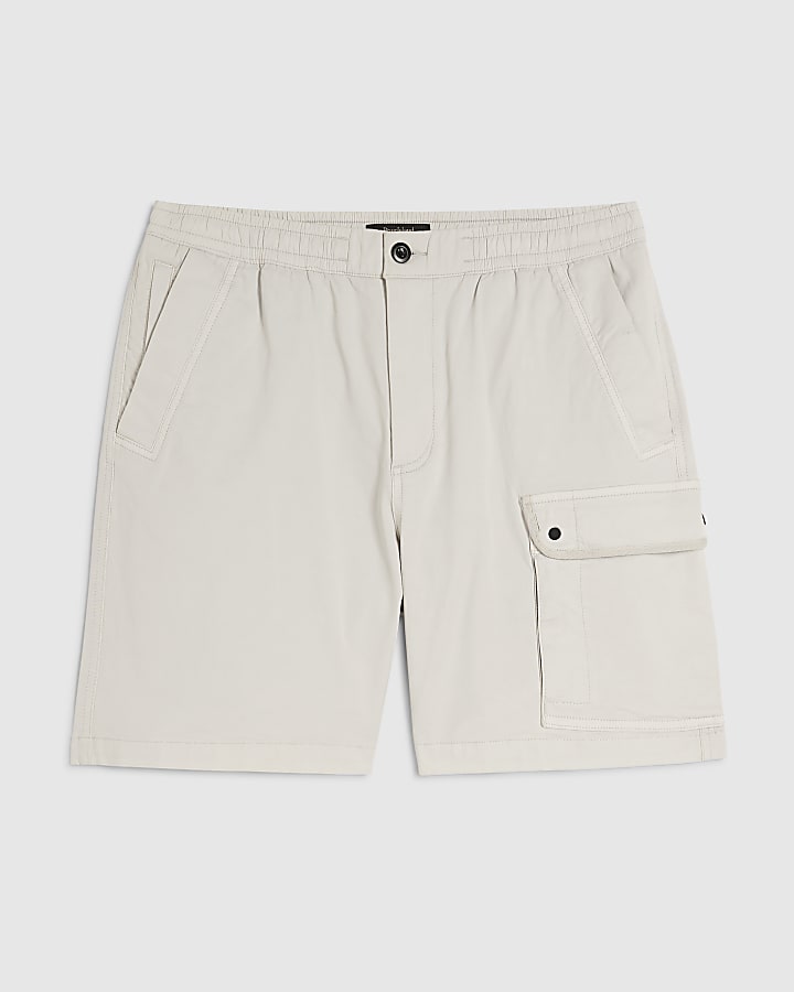 Grey Regular Fit Cargo Shorts