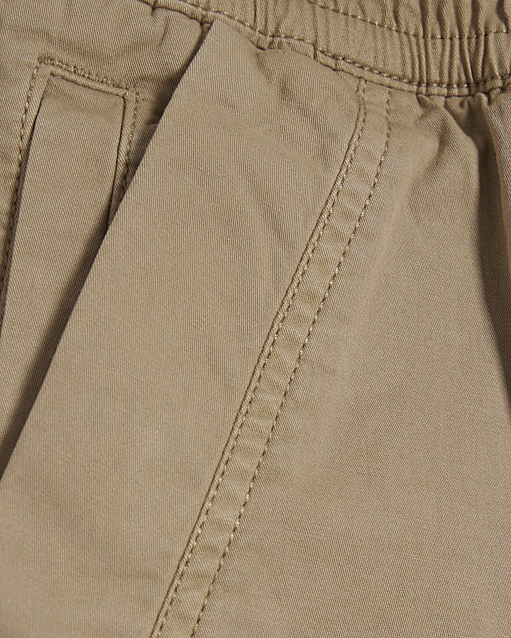 Beige Regular Fit Stretch Cargo Trousers
