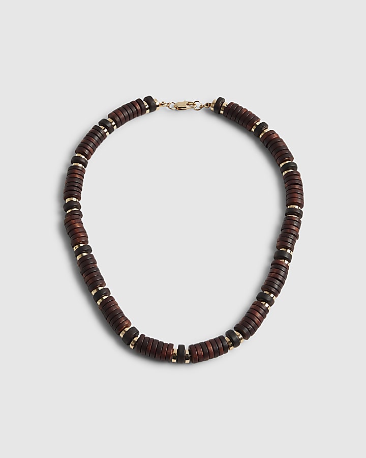 Brown Wooden Beaded Necklace
