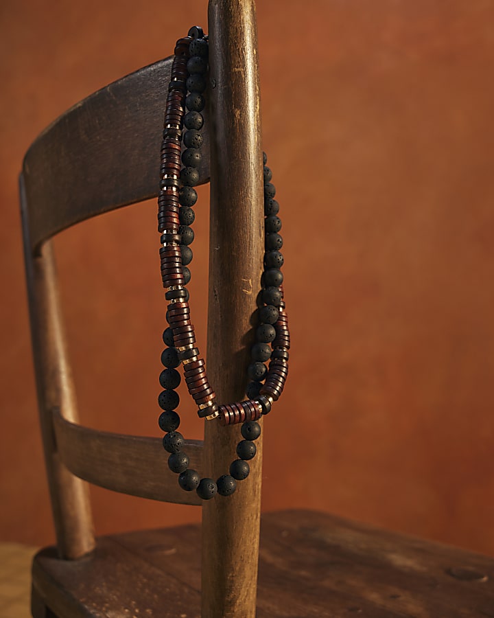 Brown Wooden Beaded Necklace