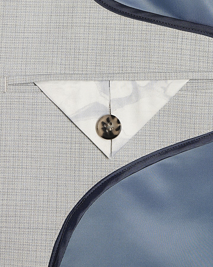 Blue Skinny Fit Check Suit Jacket