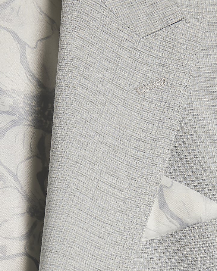 Blue Skinny Fit Check Suit Jacket