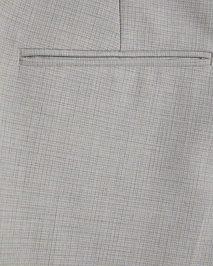 Blue Skinny Fit Micro Check Suit Trousers