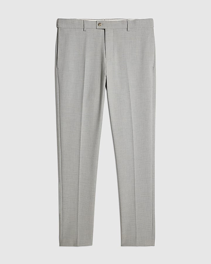 Blue Skinny Fit Micro Check Suit Trousers