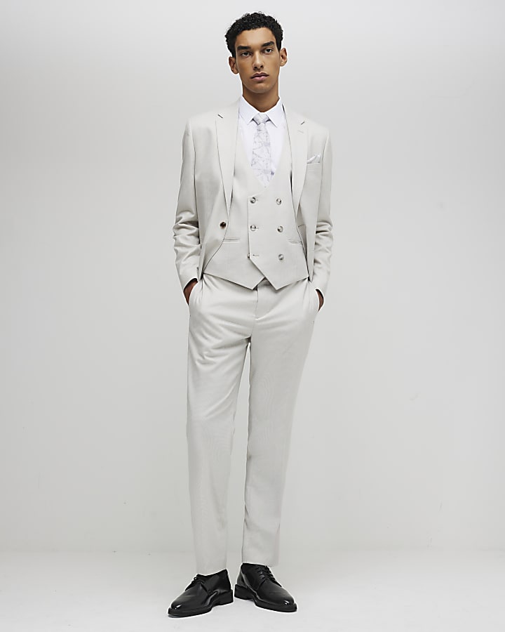 Cream Puppytooth Suit Waistcoat