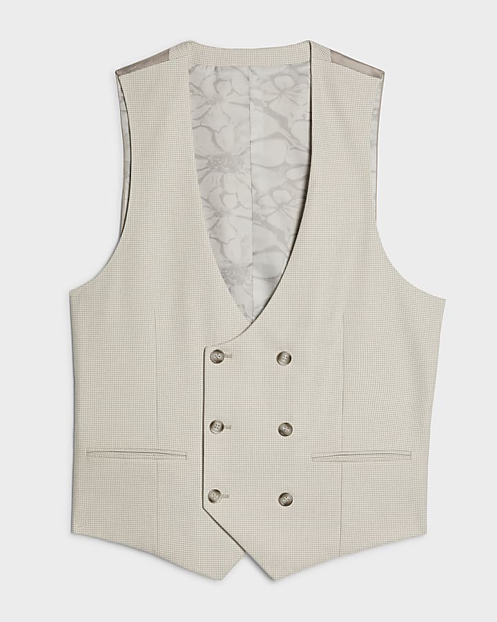 Cream Puppytooth Suit Waistcoat