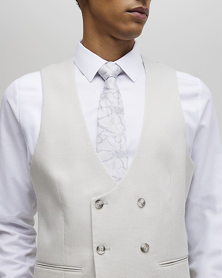 Cream Puppytooth Suit Waistcoat