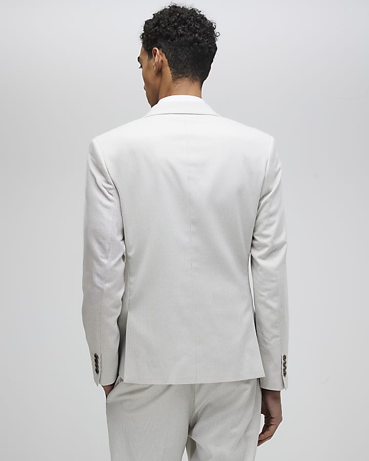 Grey Slim Fit Puppytooth Suit Jacket