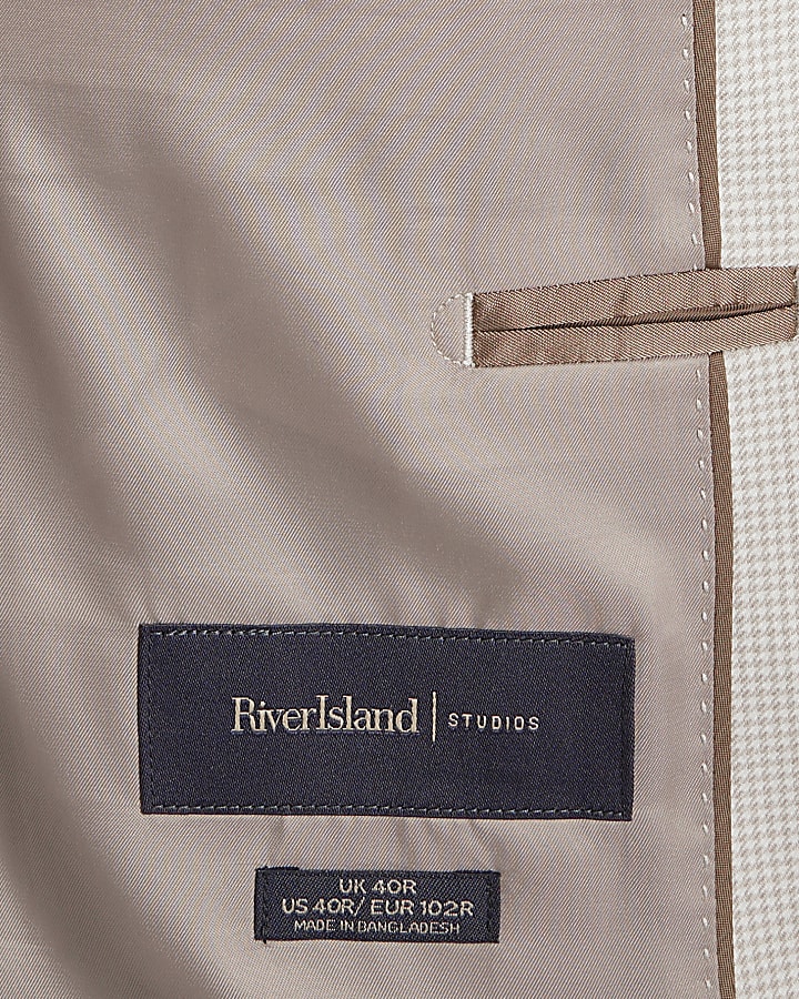 Grey Slim Fit Puppytooth Suit Jacket