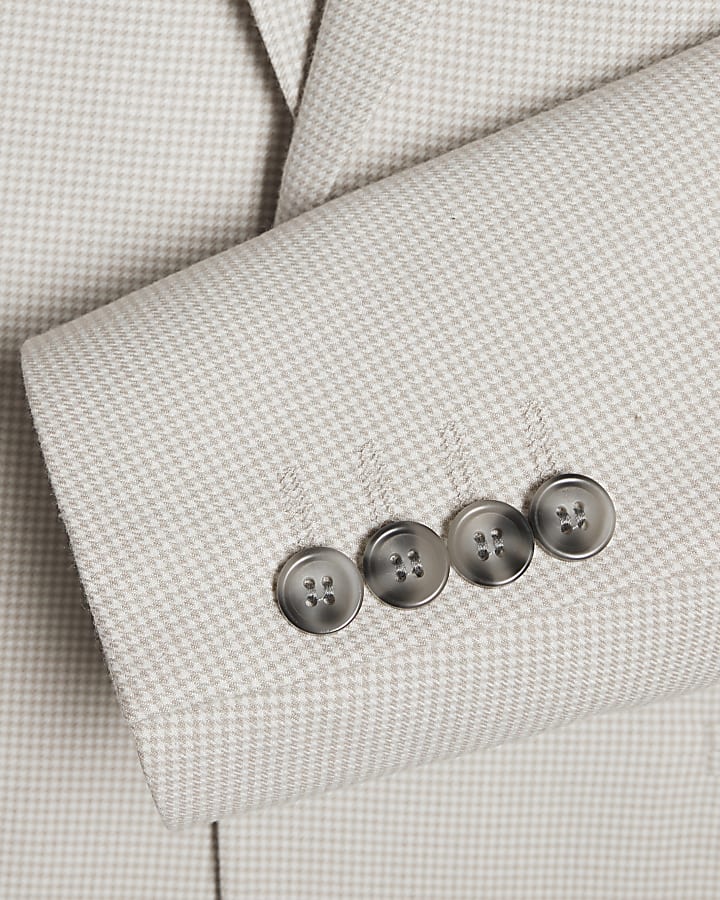 Grey Slim Fit Puppytooth Suit Jacket