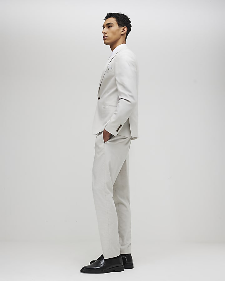 Grey Slim Fit Puppytooth Suit Jacket