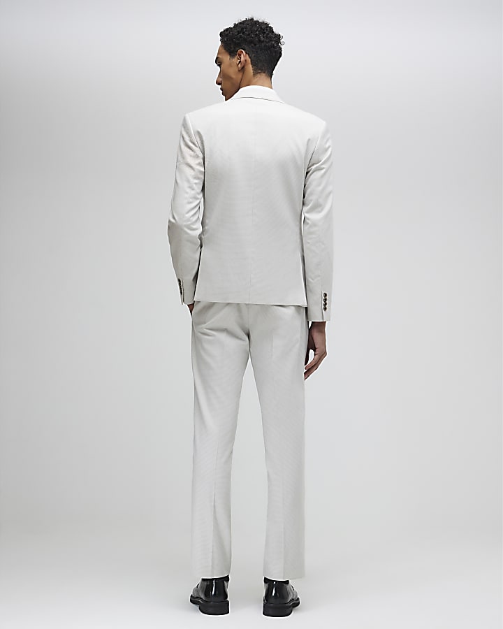 Grey Slim Fit Puppytooth Suit Trousers