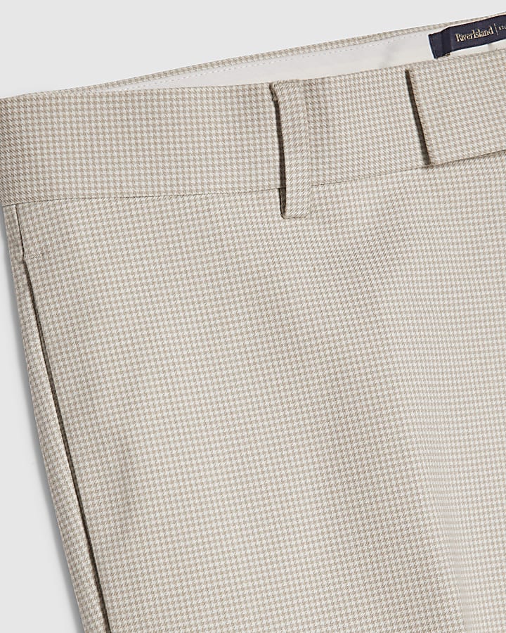 Grey Slim Fit Puppytooth Suit Trousers