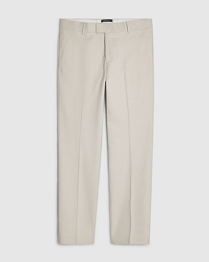 Grey Slim Fit Puppytooth Suit Trousers