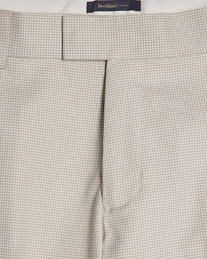 Grey Slim Fit Puppytooth Suit Trousers
