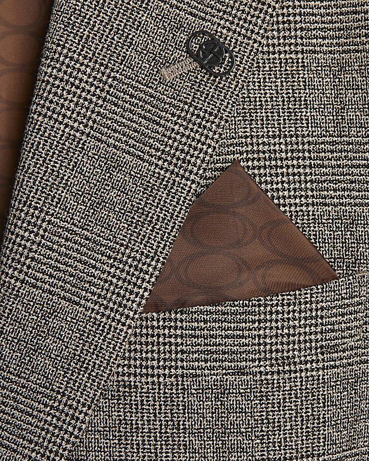 Grey Slim Fit Check Suit Jacket
