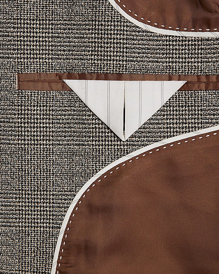 Grey Slim Fit Check Suit Jacket