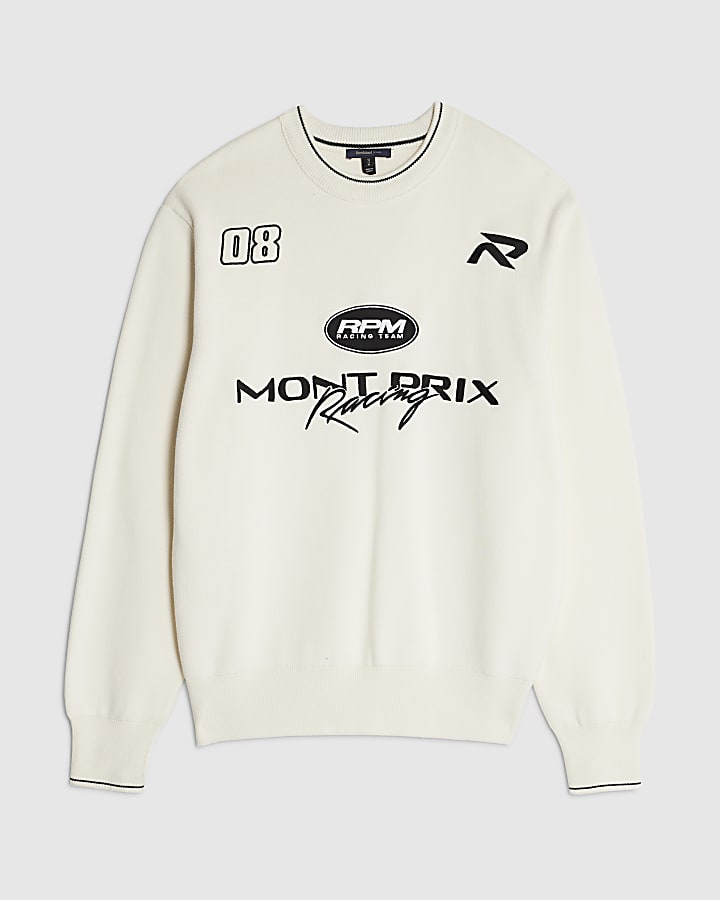 Cream Regular Fit Montprix Knitted Sweatshirt