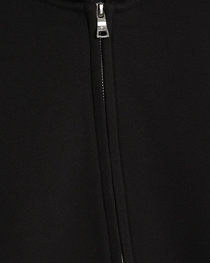 Black Oversized Fit Zip Through Hoodie