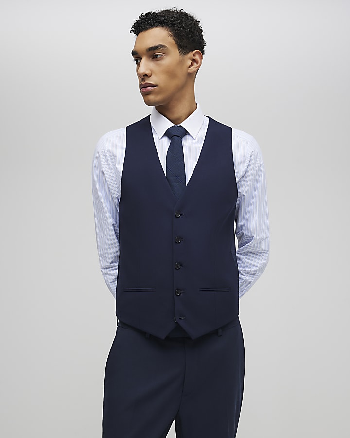 Navy Slim Fit Waistcoat