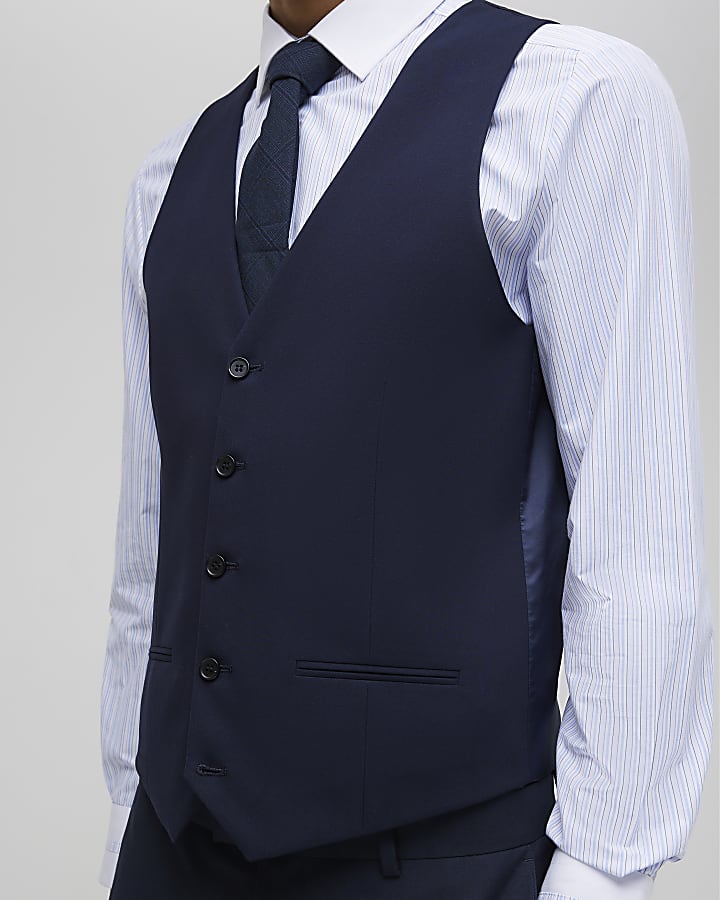 Navy Slim Fit Waistcoat