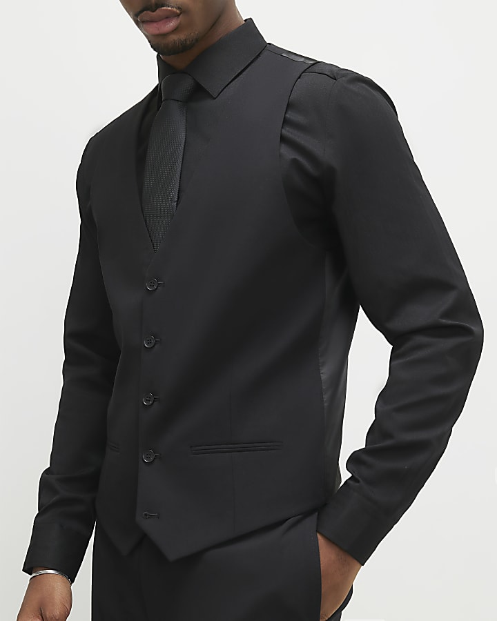 Black Slim Fit Waistcoat