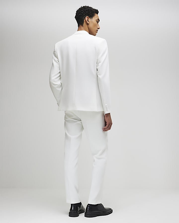 White Slim Fit Suit Trousers