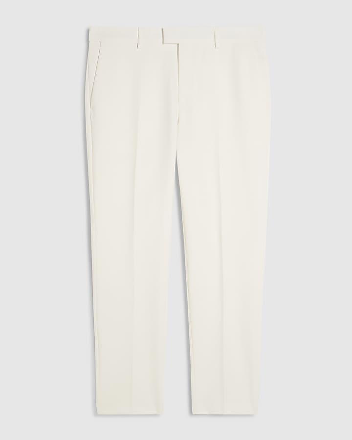 White Slim Fit Tailored Suit Trousers