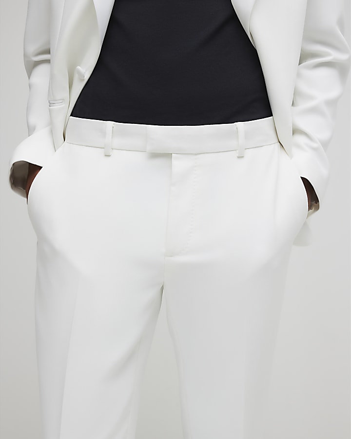 White Slim Fit Suit Trousers