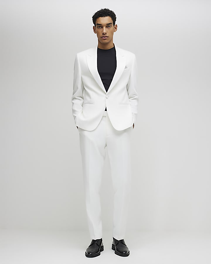 White Slim Fit Suit Trousers