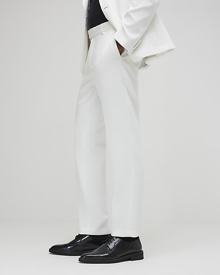 White Slim Fit Suit Trousers