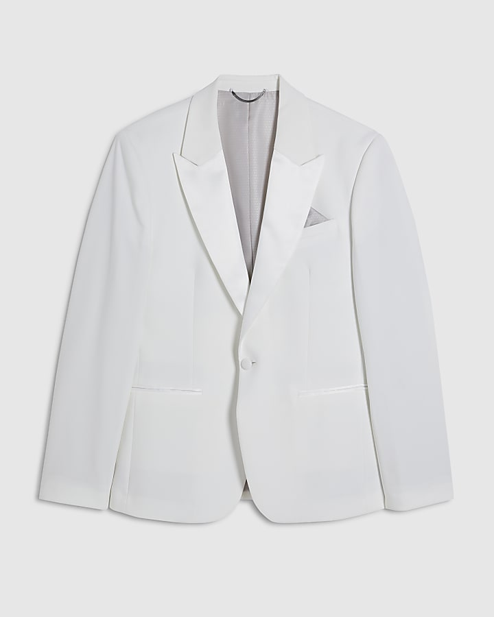 White Slim Fit Tuxedo Jacket