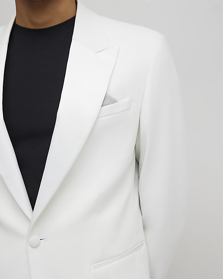 White Slim Fit Tuxedo Jacket